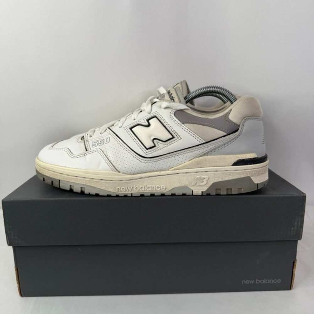 New Balance 550 White Grey Leather Sneakers BB550PWA Mens‎ 9.5 Low Top Shoes
